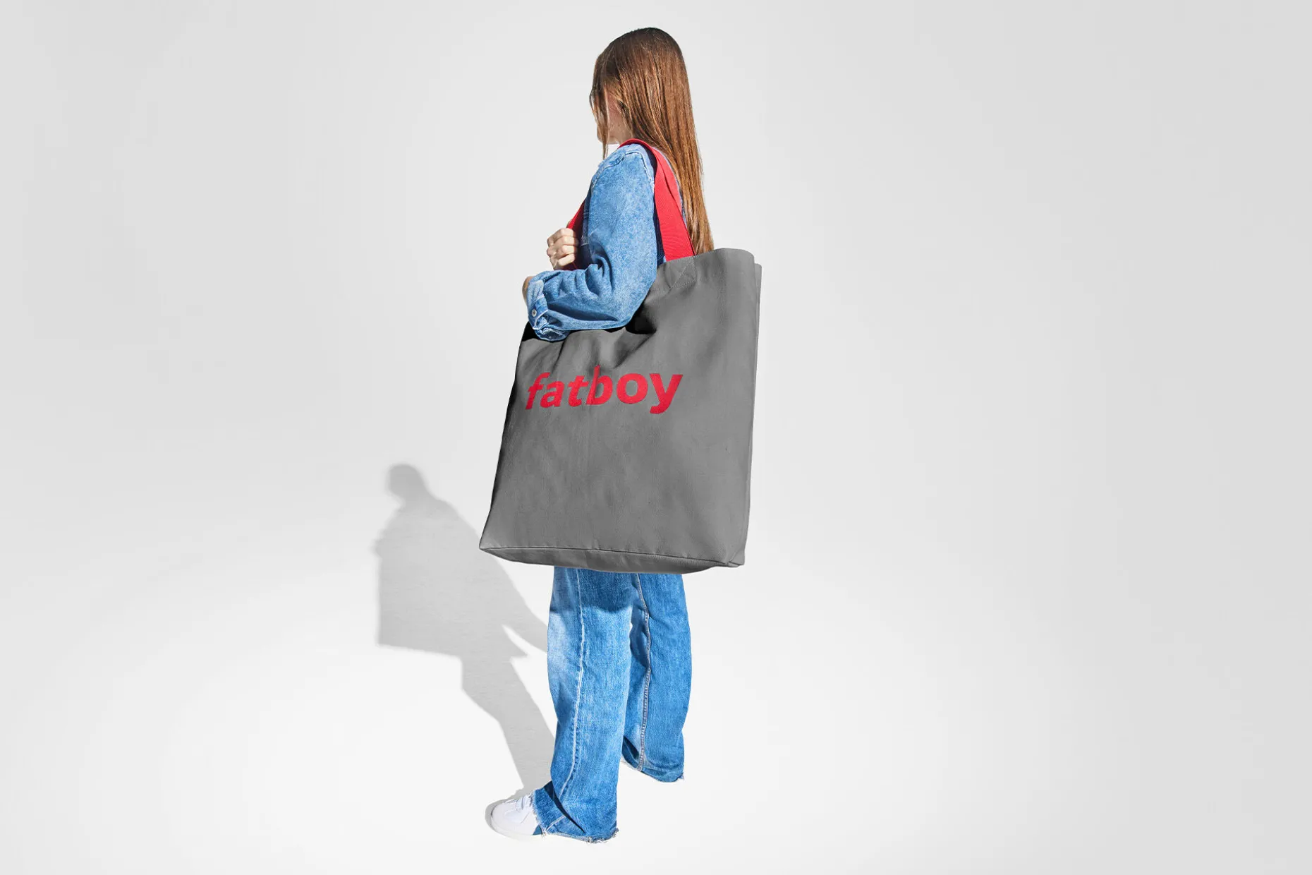 Baggy-Bag Katoenen tas, grijs, 61x55 cm