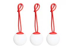 Bolleke Mini set (3 pcs) Kleine oplaadbare lampen, rood, 12x12 cm