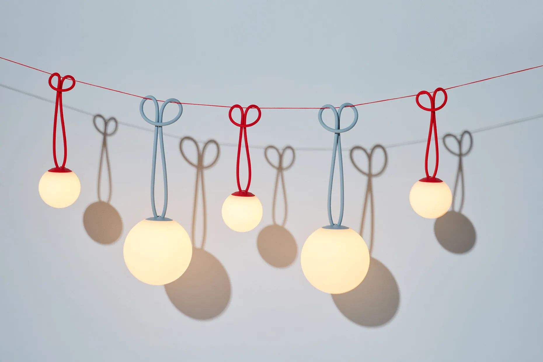 Bolleke Mini set (3 pcs) Kleine oplaadbare lampen, rood, 12x12 cm