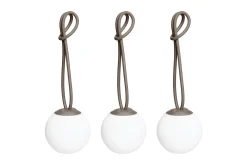 Bolleke Mini set (3 pcs) Kleine oplaadbare lampen, bruin, 12x12 cm