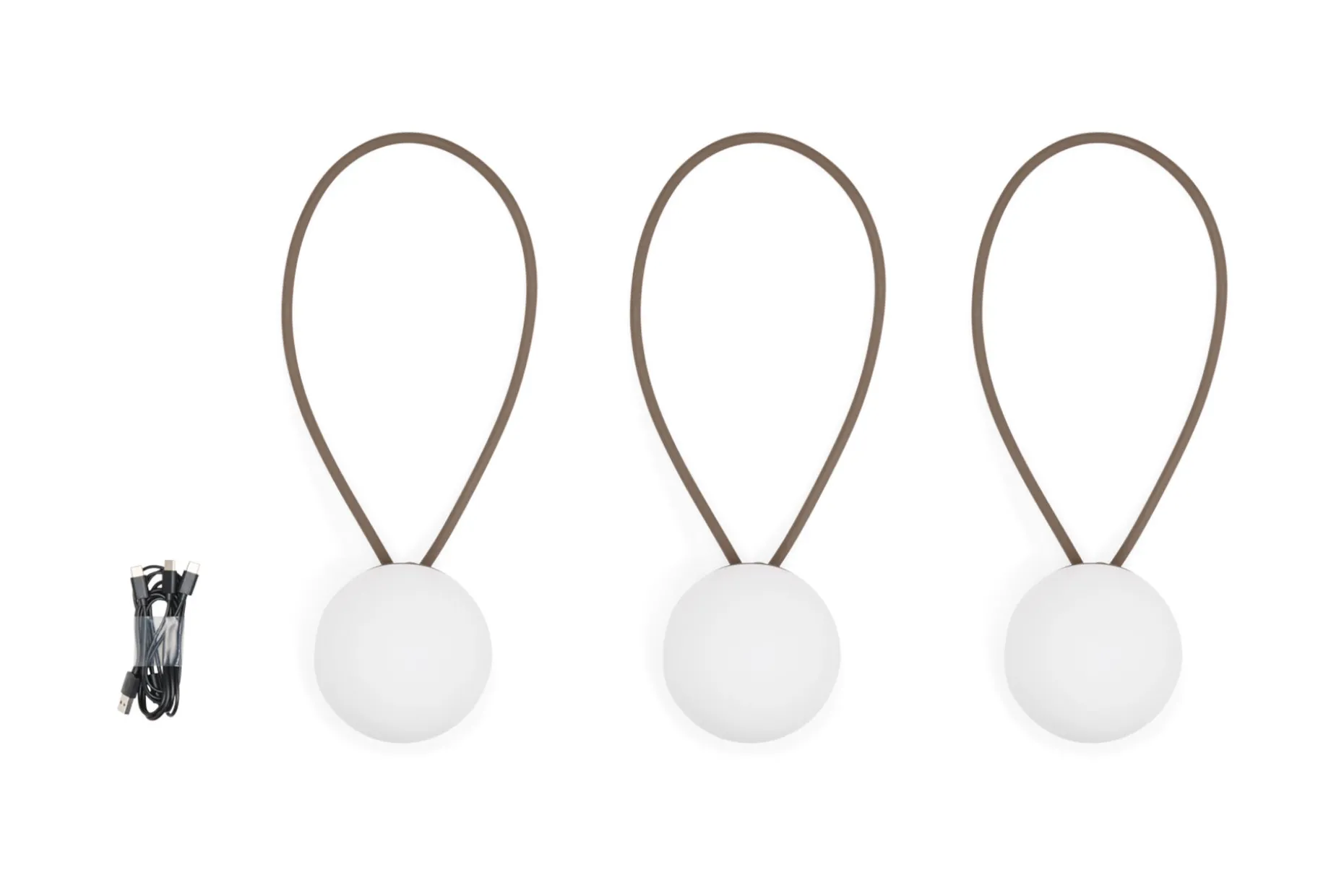 Bolleke Mini set (3 pcs) Kleine oplaadbare lampen, bruin, 12x12 cm