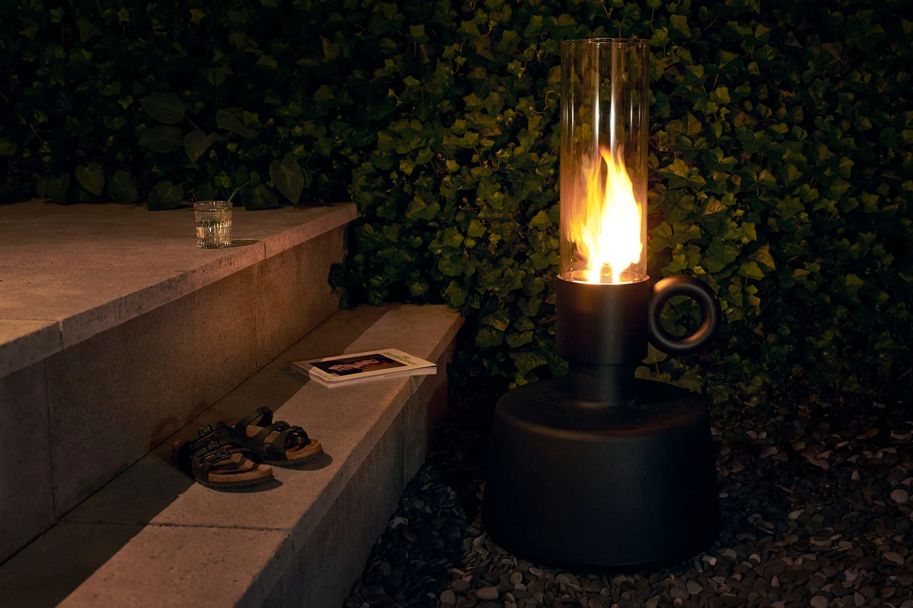 Flamtastique Olielamp voor buiten, zwart, 58.5x115.5 cm