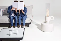 Flamtastique Olielamp voor buiten, wit, 58.5x115.5 cm