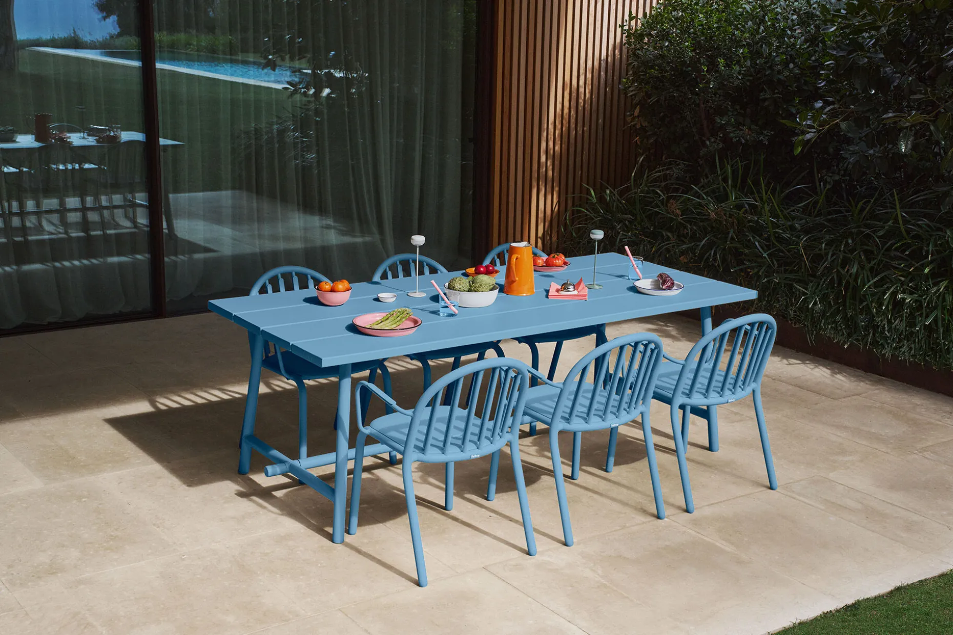 Fred's Armchair Tuinstoel met armleuning, blauw, 60x59.5x80.5 cm