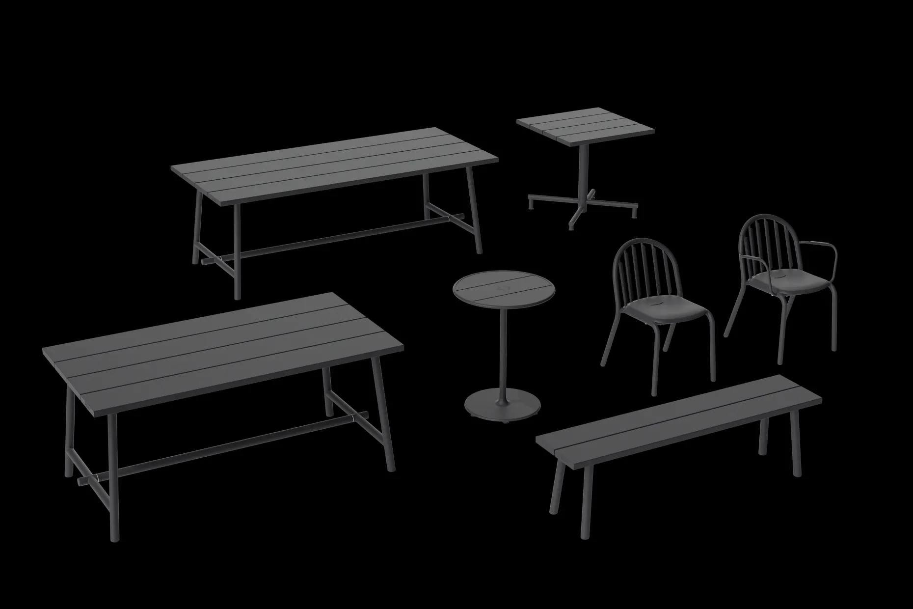 Fred's Bench Tuinbank, zwart, 160x40x46.5 cm