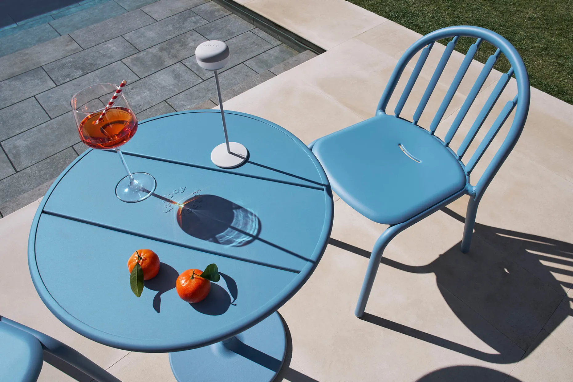 Fred's Bistreau Kleine tuintafel rond, blauw, 60x60x76 cm