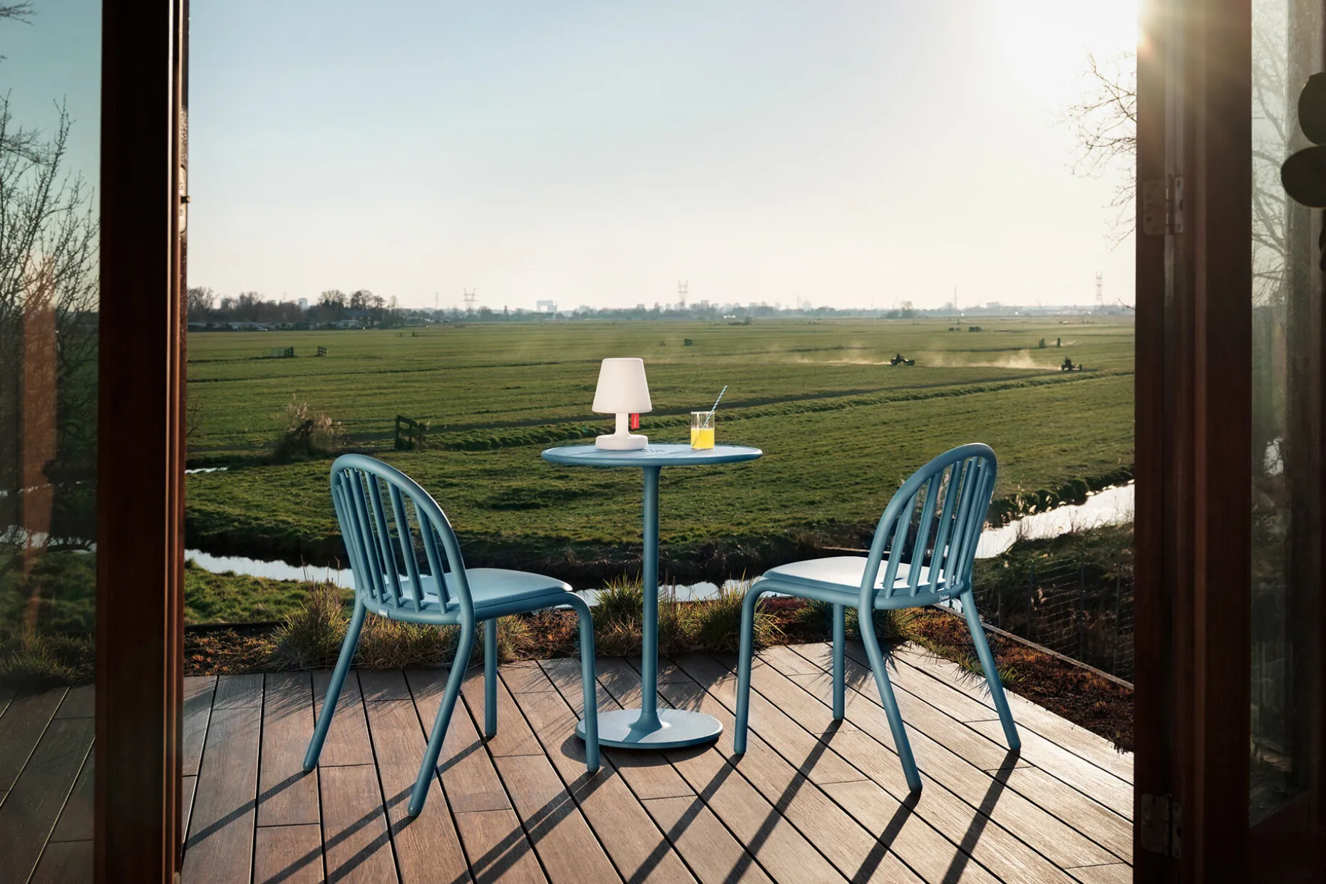 Fred's Bistreau Kleine tuintafel rond, blauw, 60x60x76 cm