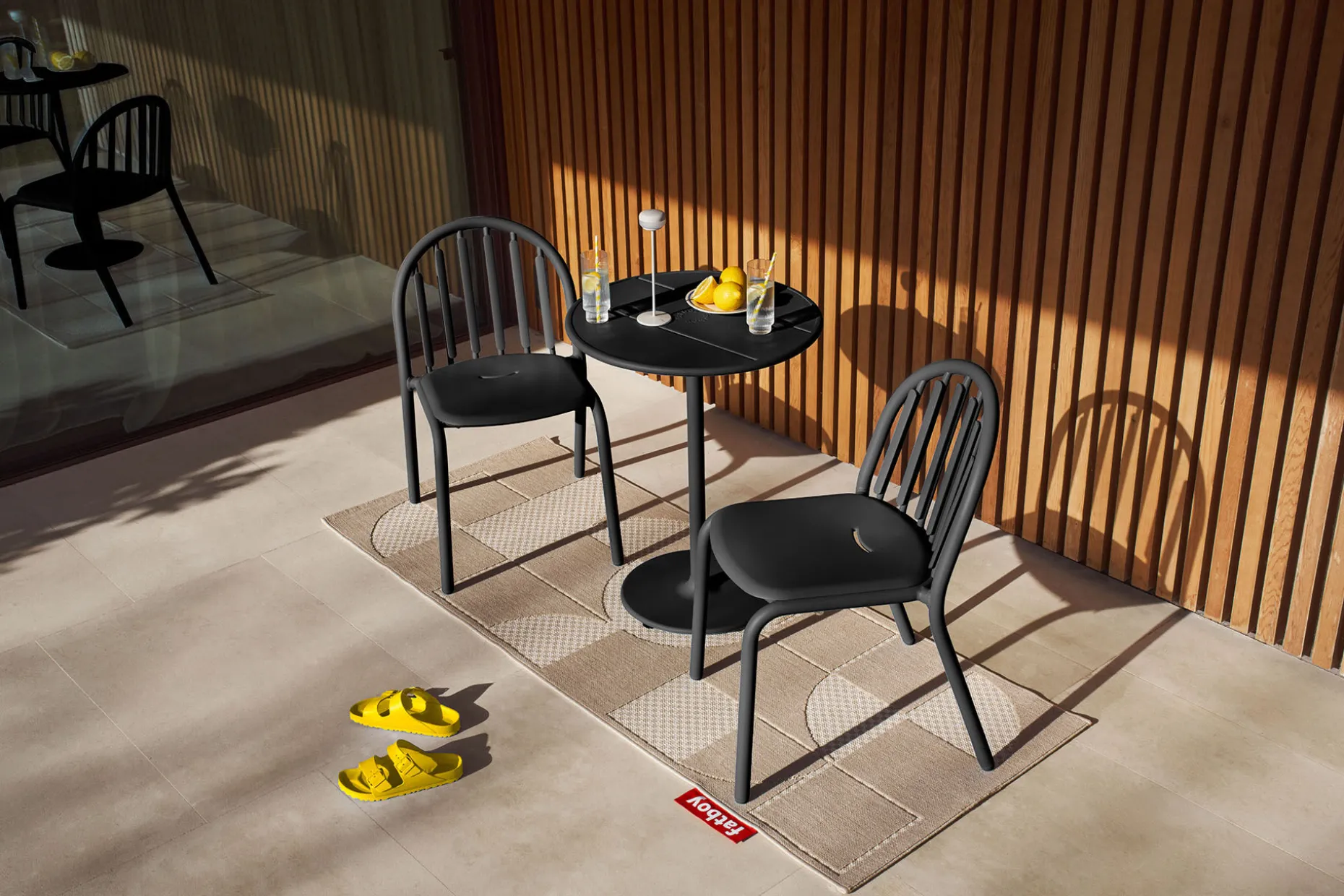 Fred's Bistreau Kleine tuintafel rond, zwart, 60x60x76 cm