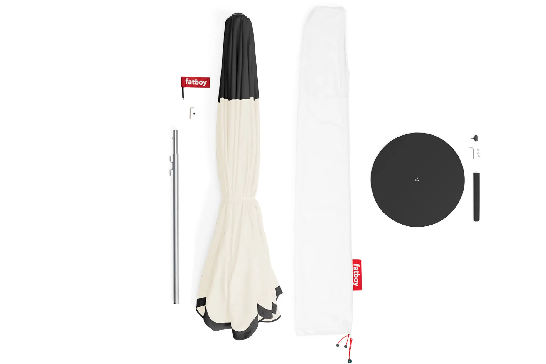 Pensol + Base Black Parasol met voet, 350x350x280 cm