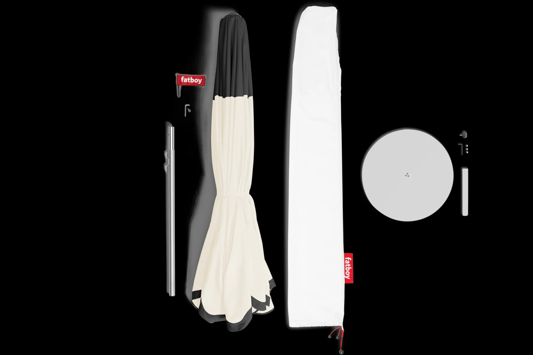 Pensol + Base Light Grey Parasol met voet, 350x350x280 cm