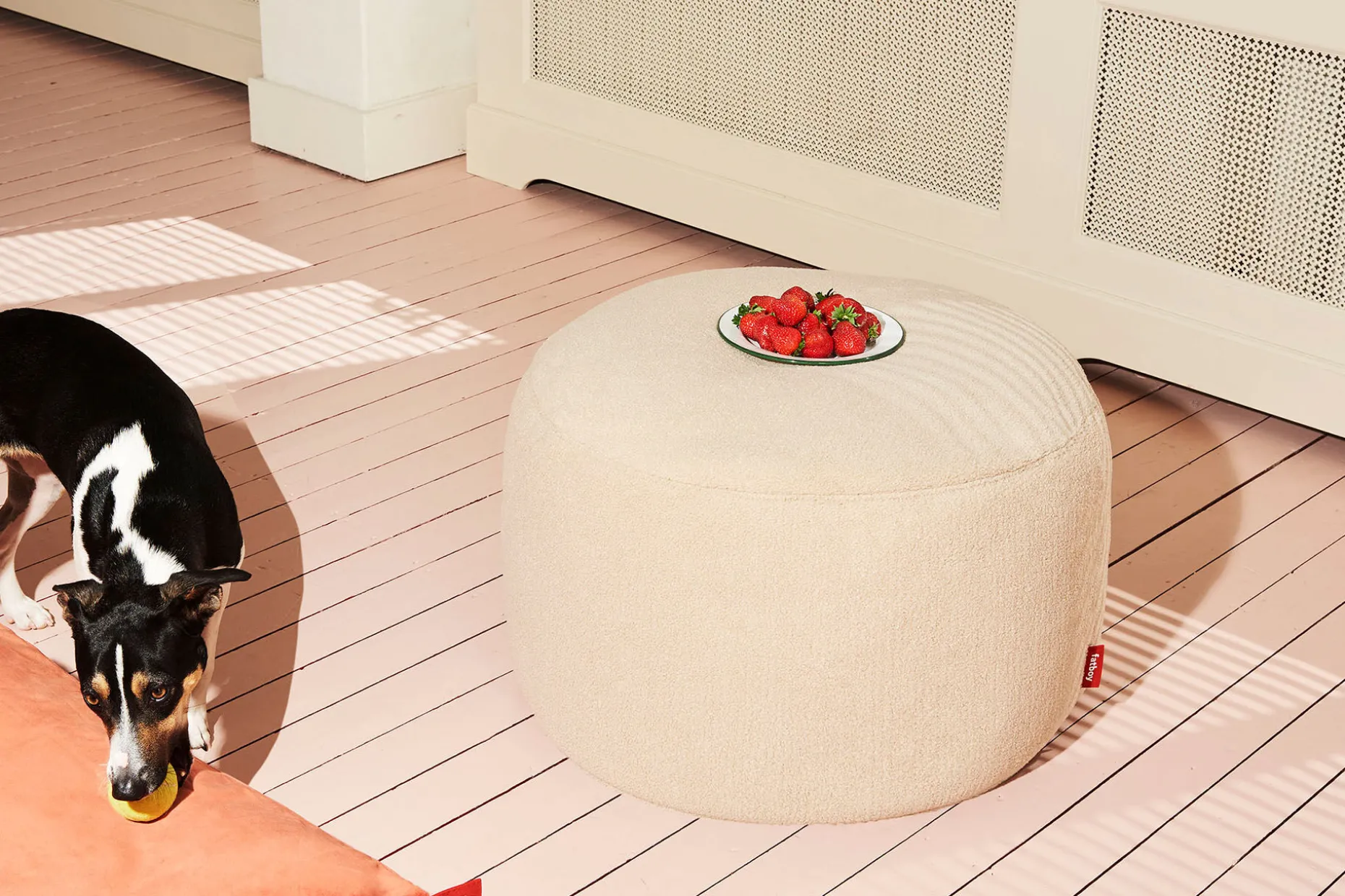 Point Large Sherpa Grote poef voor binnen, beige, 70x70x40 cm