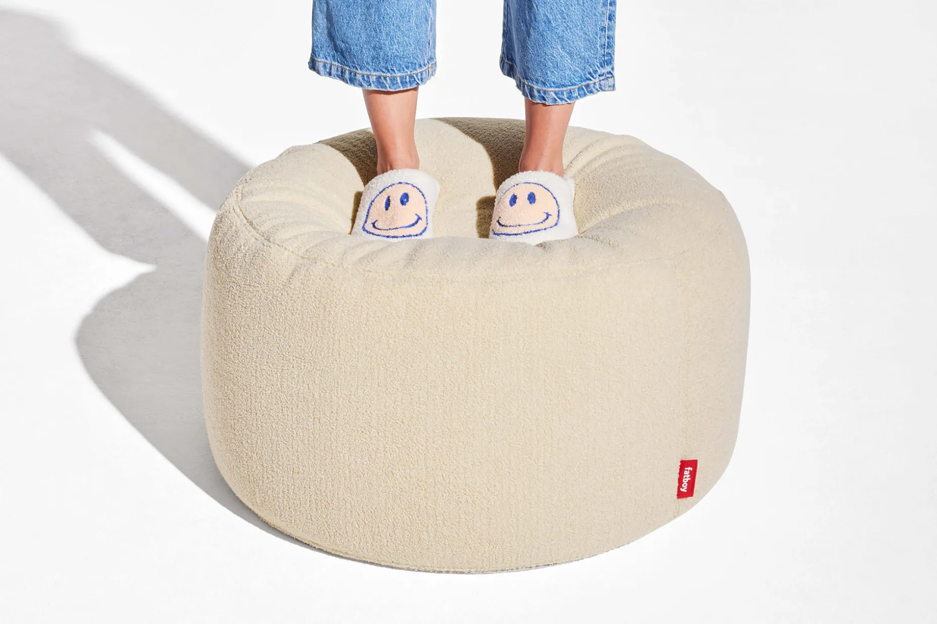 Point Large Sherpa Grote poef voor binnen, beige, 70x70x40 cm