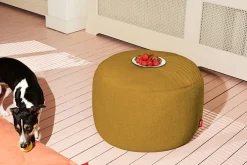 Point Large Sherpa Grote poef voor binnen, goud, 70x70x40 cm