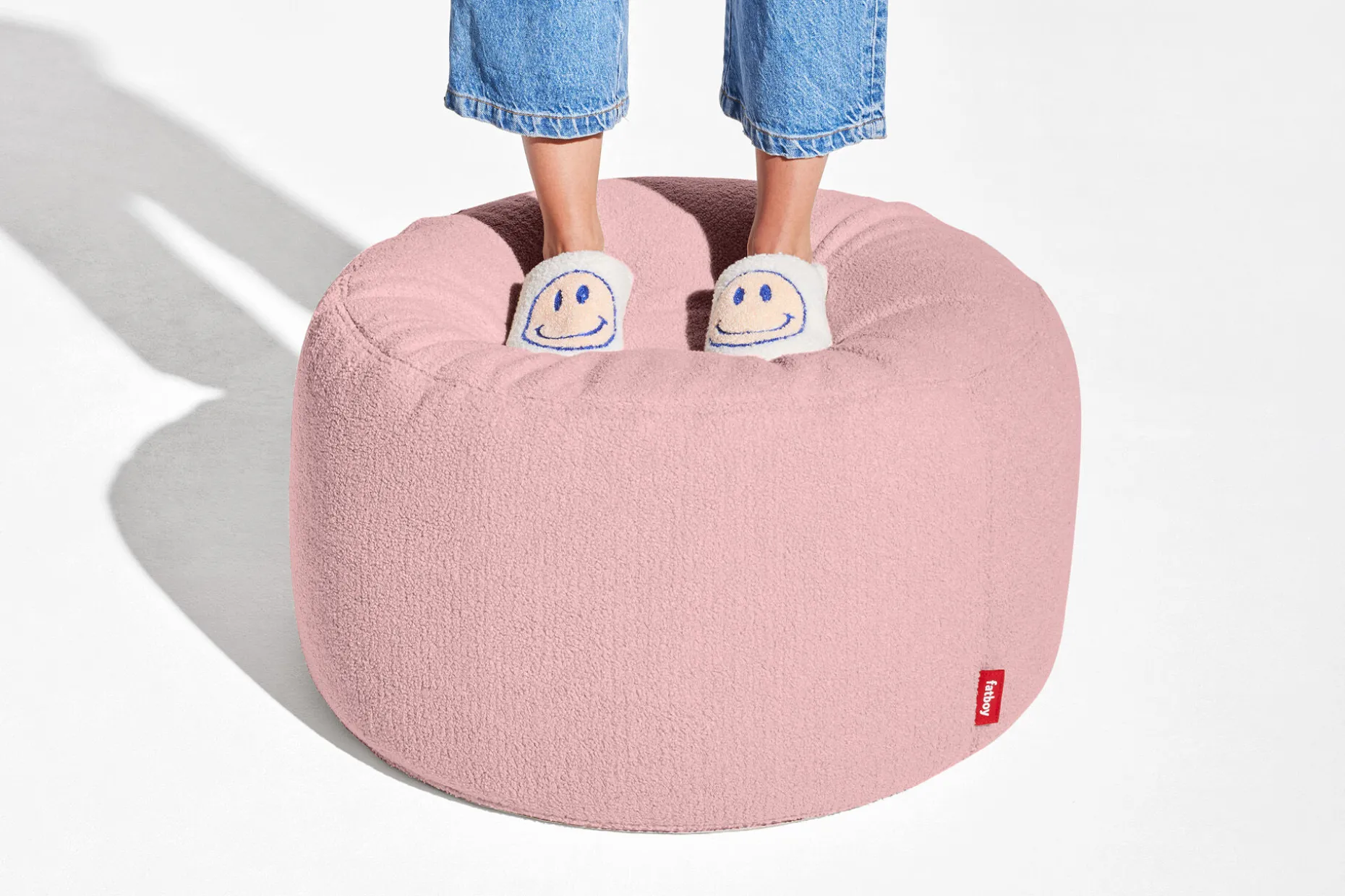 Point Large Sherpa Grote poef voor binnen, roze, 70x70x40 cm