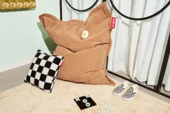 Square Pillow Teddy Kussen gemaakt van superzachte teddystof, wit, 50x50 cm