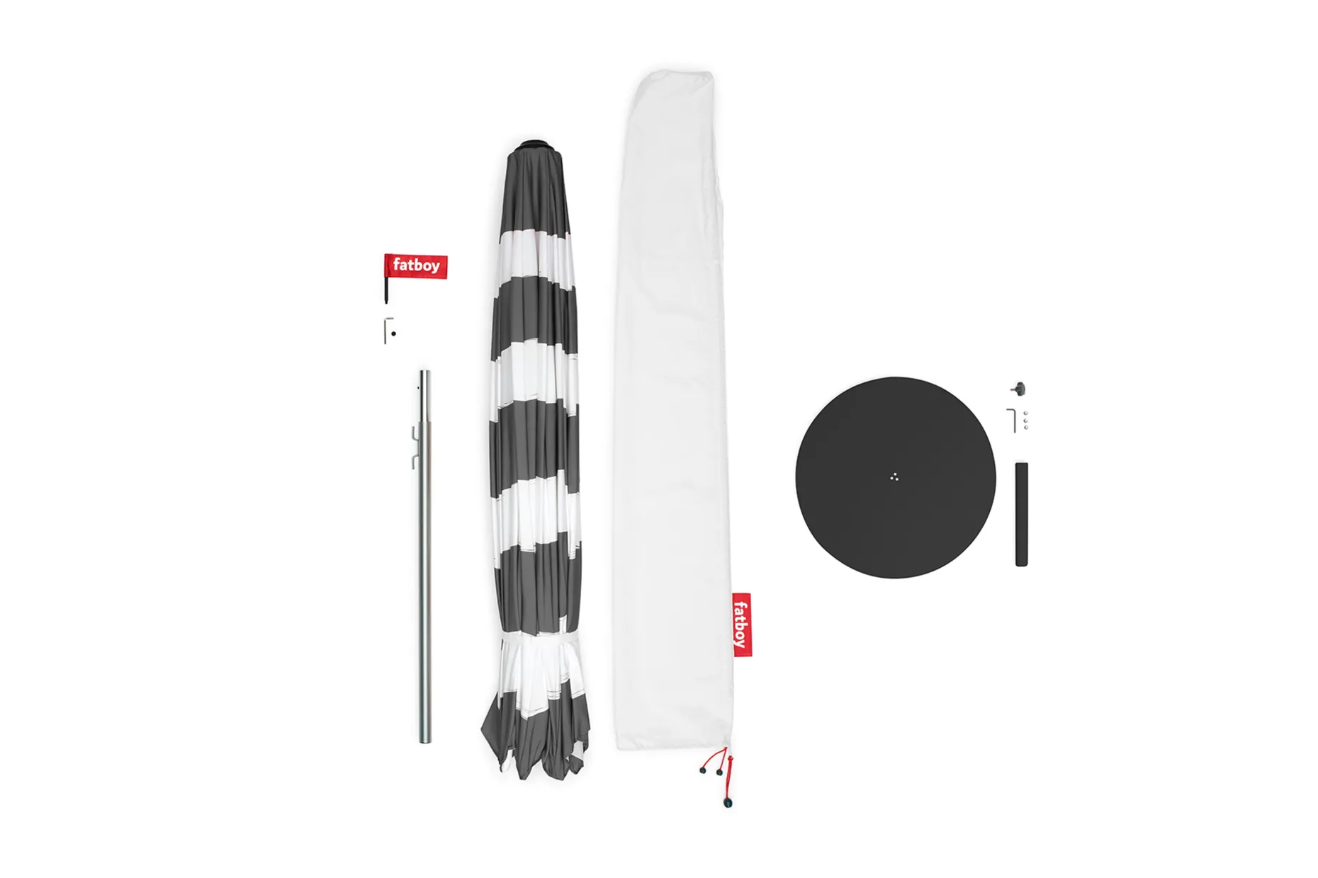 Stripesol + Base Black Parasol met voet, 350x350x280 cm