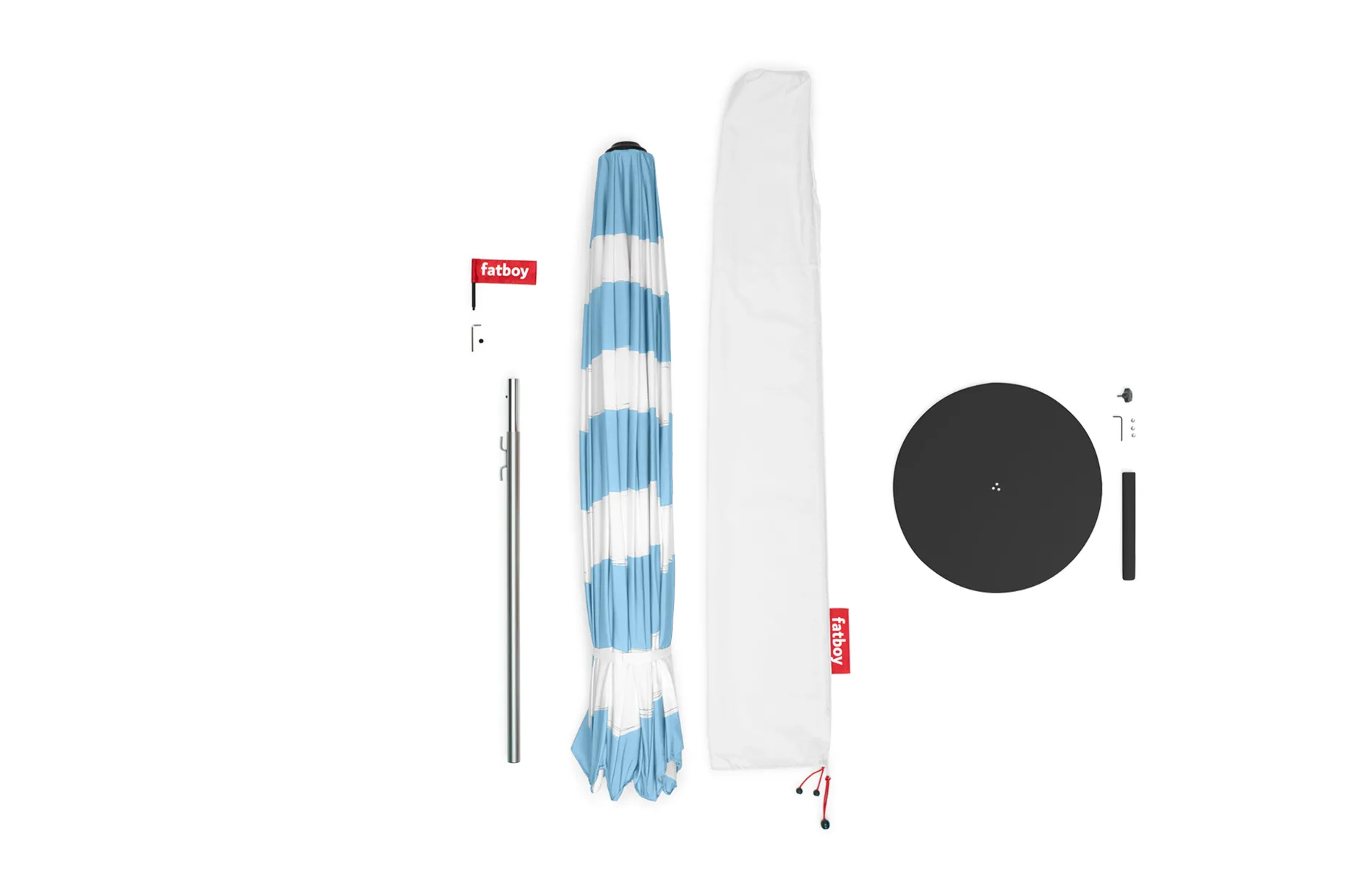 Stripesol + Base Black Parasol met voet, 350x350x280 cm