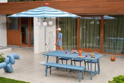 Stripesol + Base Light Grey Parasol met voet, 350x350x280 cm