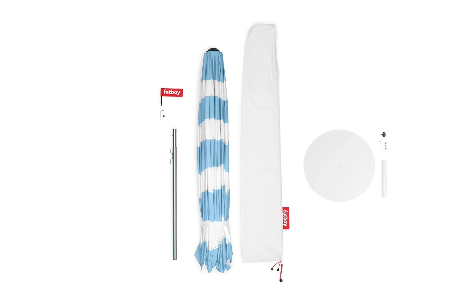 Stripesol + Base Light Grey Parasol met voet, 350x350x280 cm