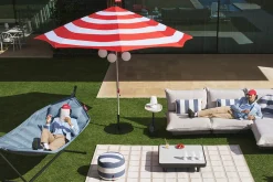 Stripesol + Base Light Grey Parasol met voet, 350x350x280 cm