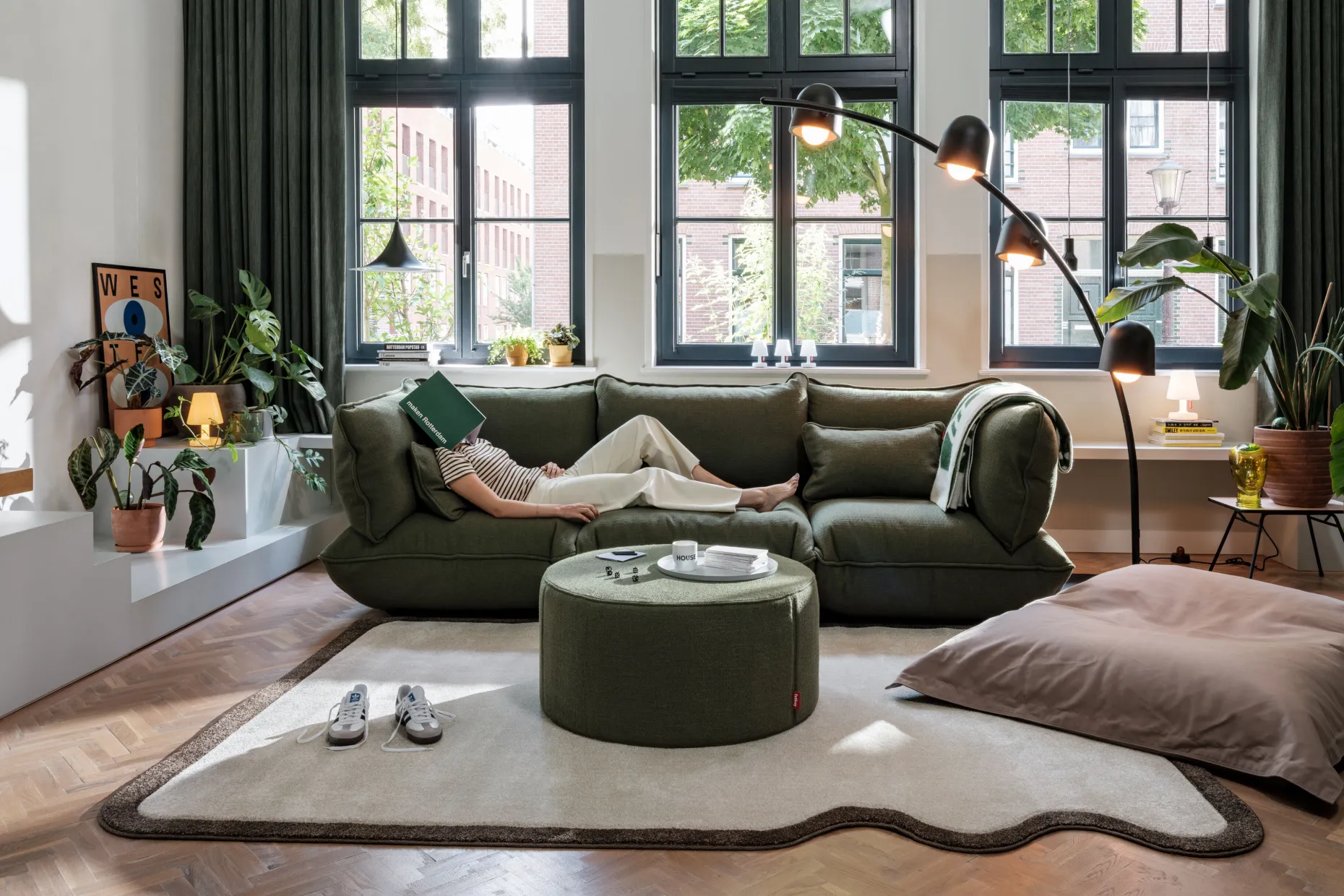 Sumo Corner Seat Boucle Corner Seat, groen, 108x108x90 cm