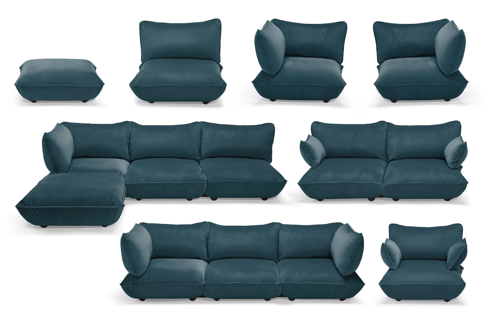 Sumo Corner Seat Velvet Corner Seat, blauw, 108x108x90 cm