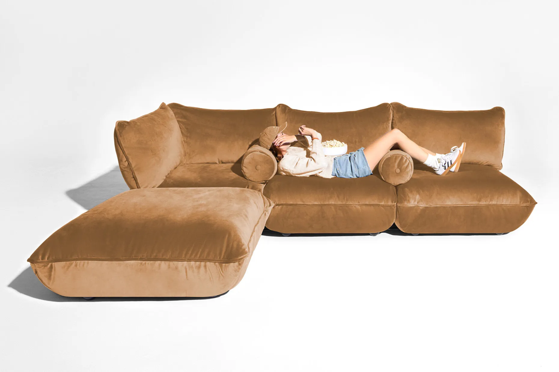 Sumo Corner Seat Velvet Corner Seat, bruin, 108x108x90 cm
