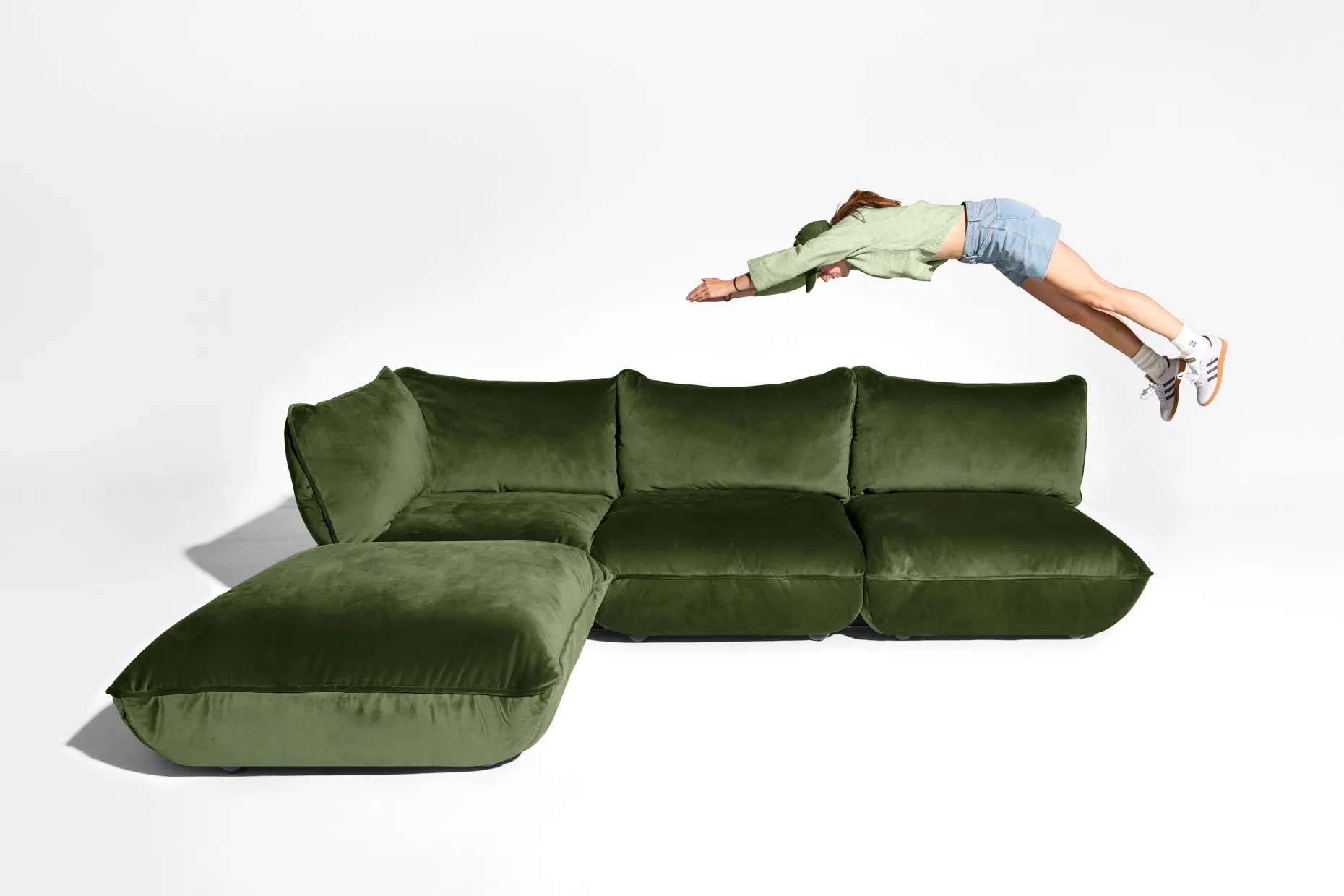 Sumo Corner Seat Velvet Corner Seat, groen, 108x108x90 cm