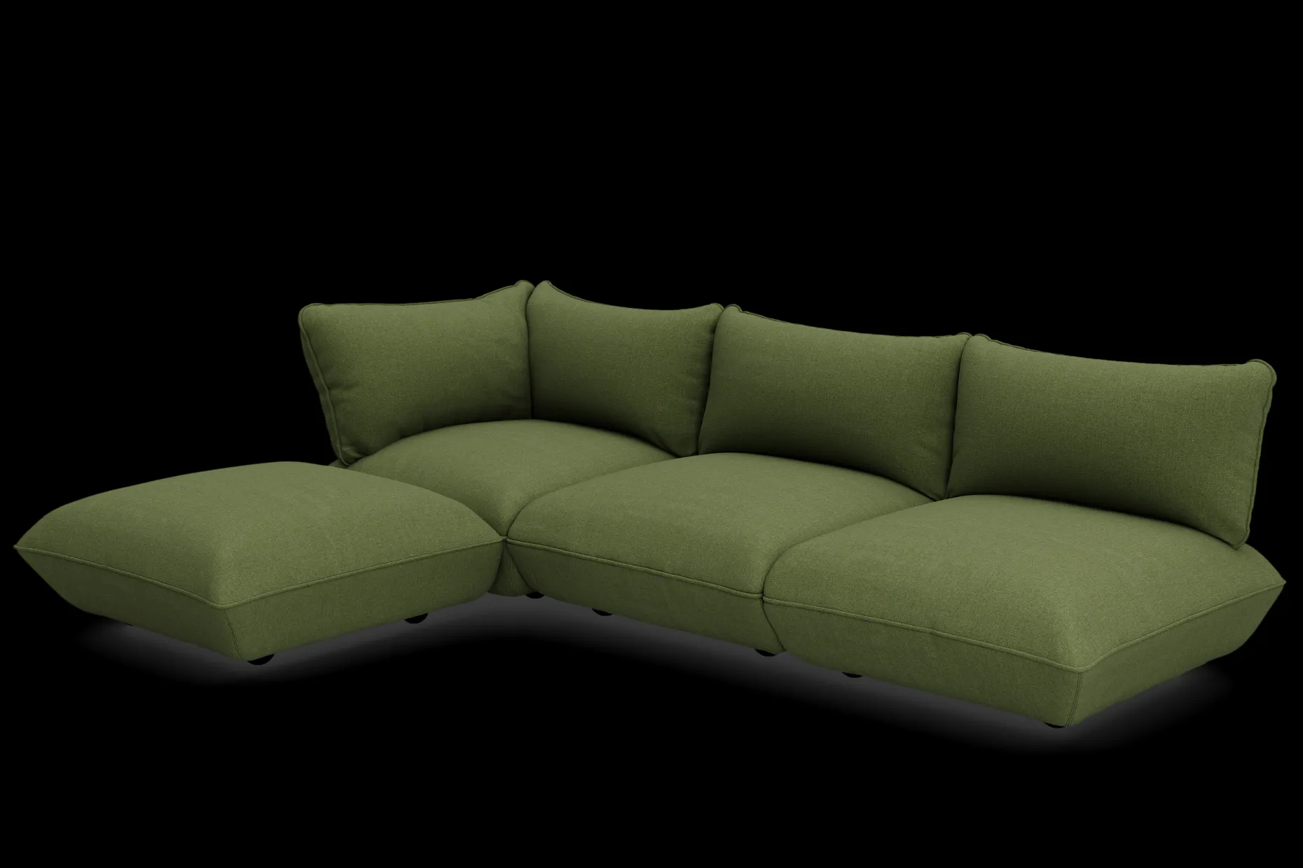 Sumo Corner Sofa Boucle Leaf Green Modulaire binnenbank, 301x108x90 cm