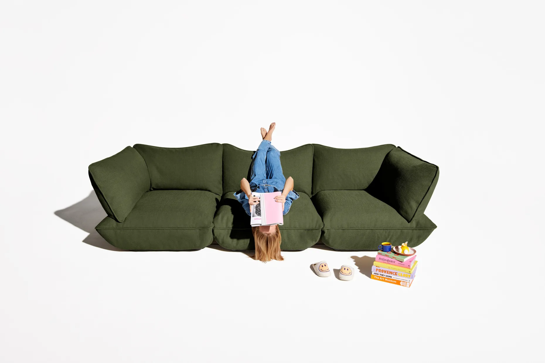 Sumo Corner Sofa Boucle Leaf Green Modulaire binnenbank, 301x108x90 cm