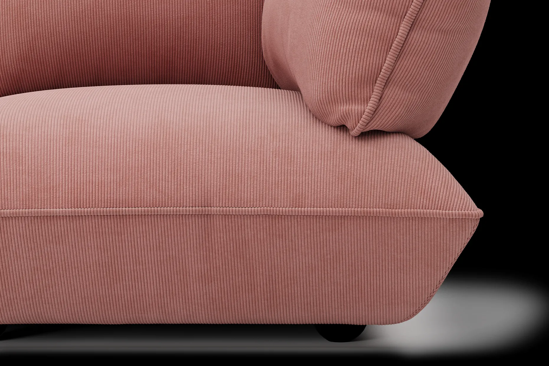 Sumo Corner Sofa Right Cord Soft Pink Modulaire binnenbank, 301x108x90 cm