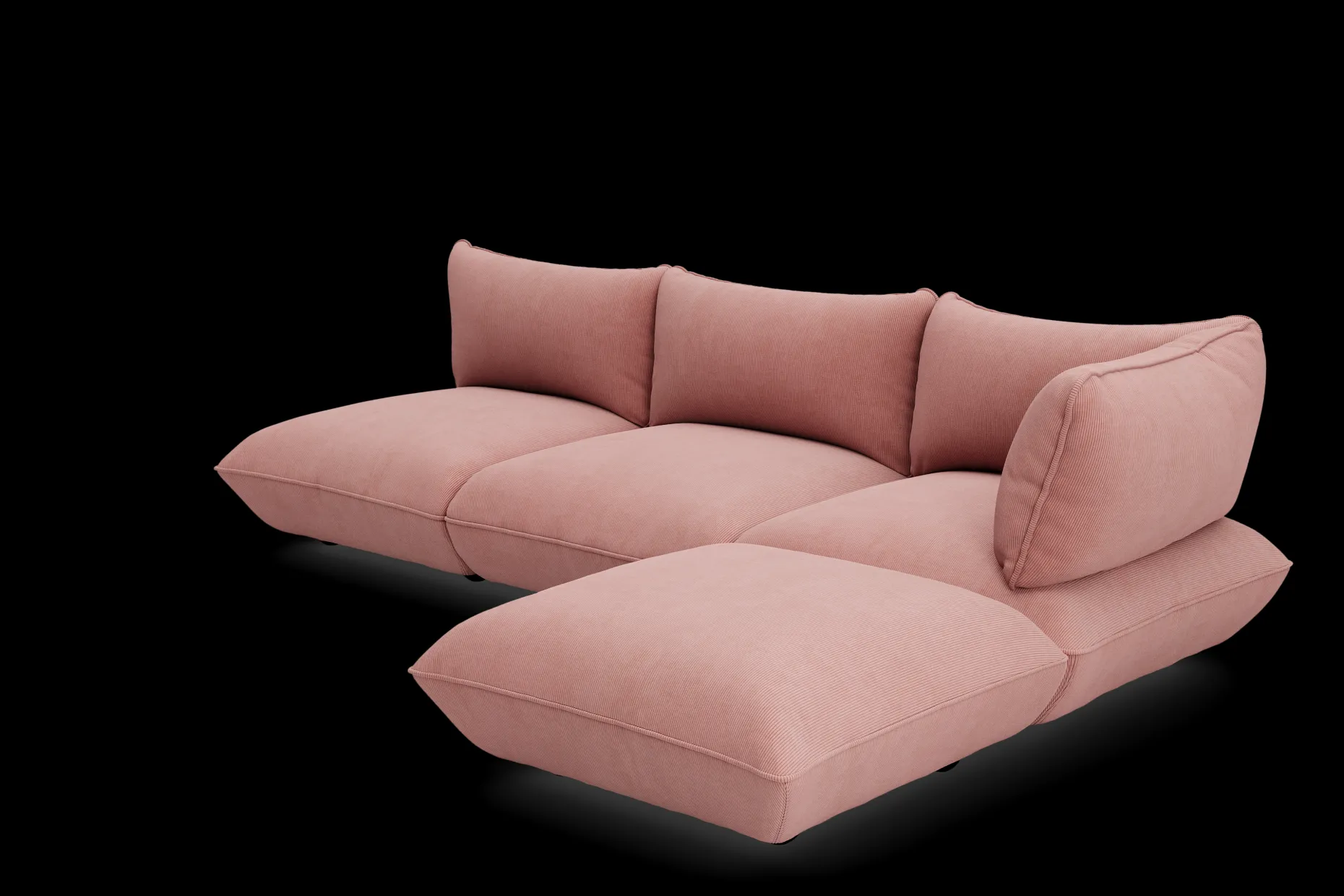 Sumo Corner Sofa Right Cord Soft Pink Modulaire binnenbank, 301x108x90 cm