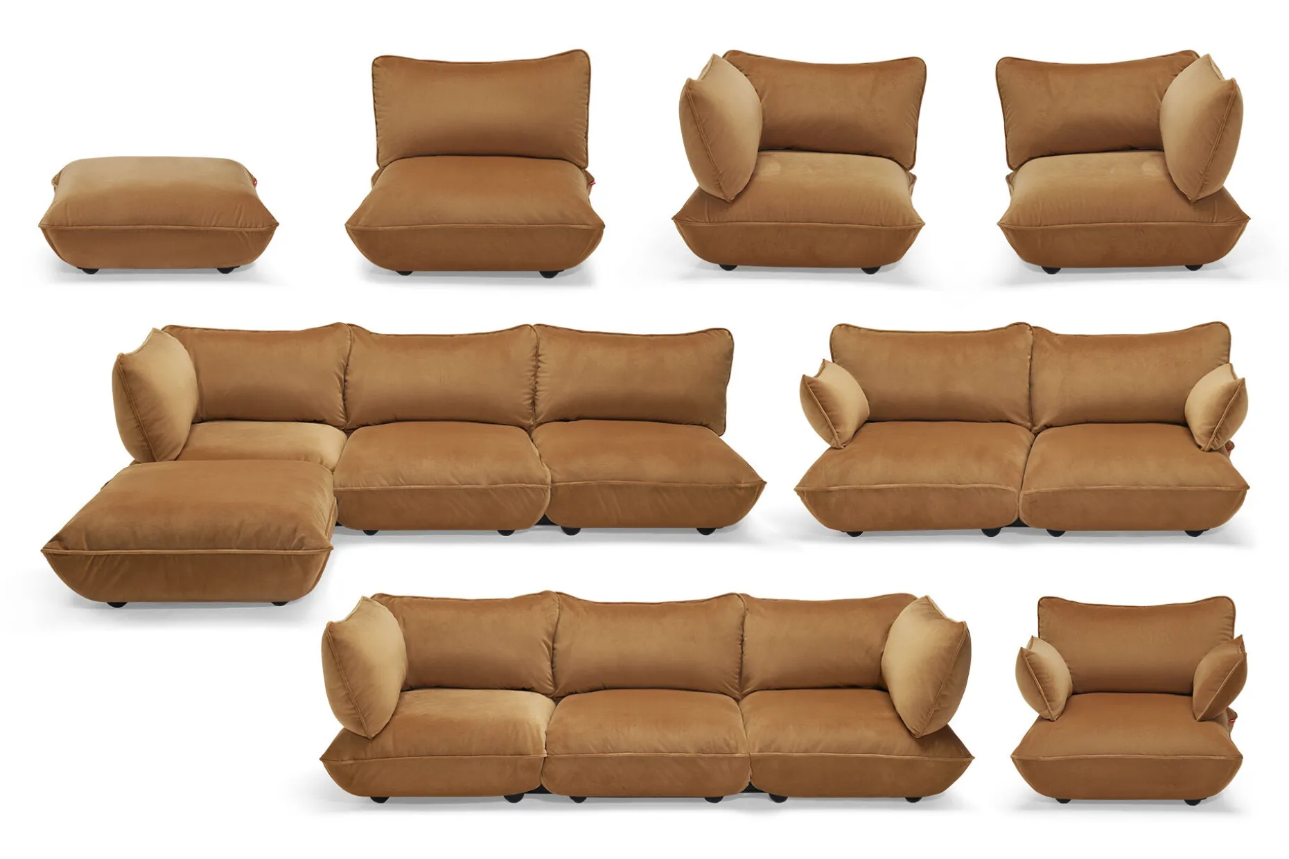 Sumo Corner Sofa Velvet Modulaire binnenbank, 301x108x90 cm