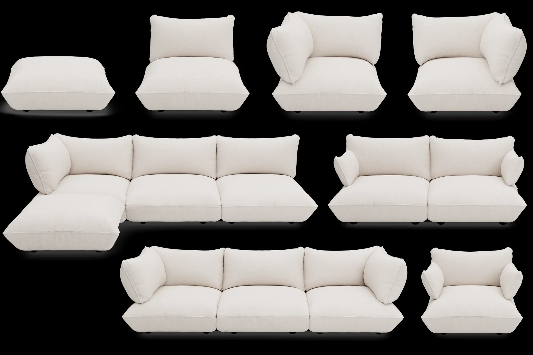 Sumo Sofa Grand Boucle Creme Modulaire binnenbank, 301x108x90 cm