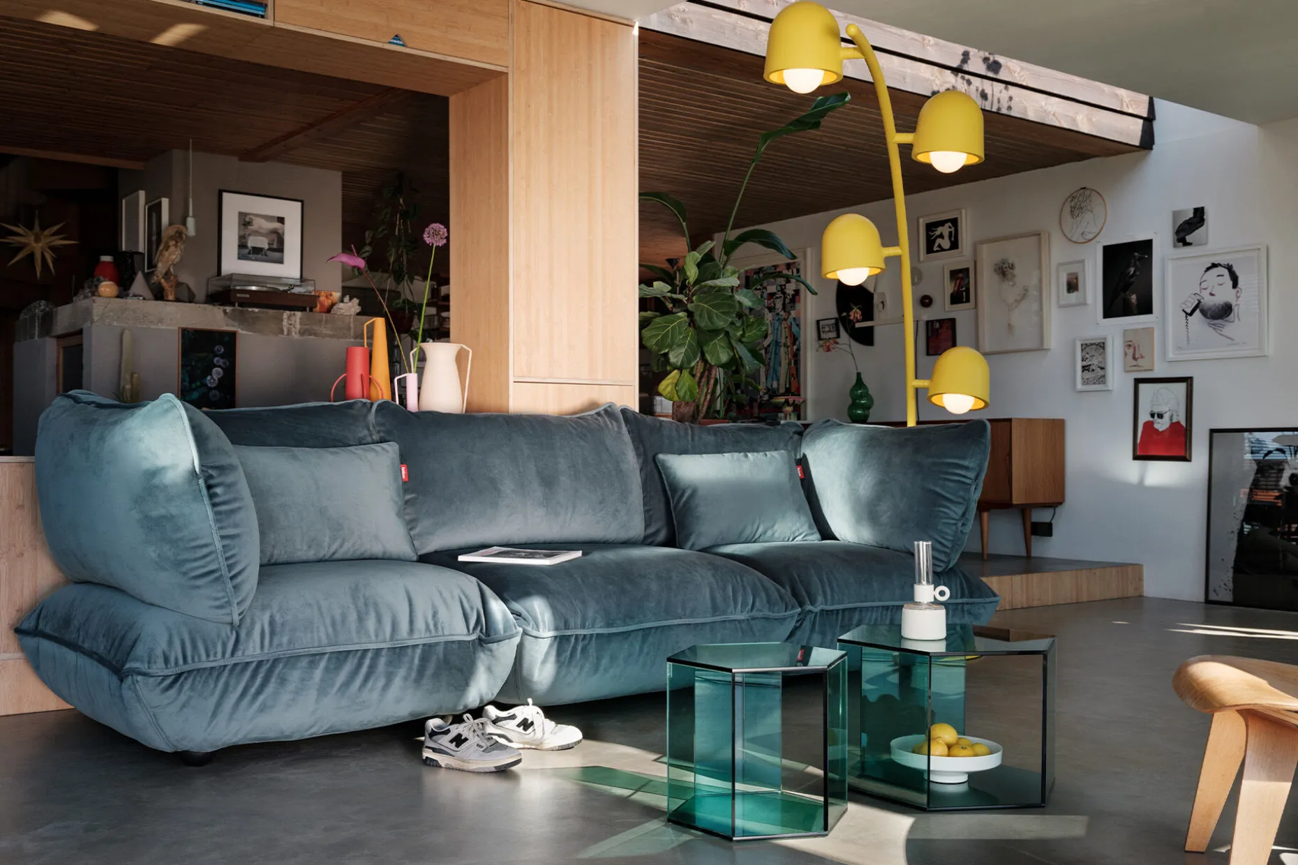 Sumo Sofa Grand Velvet Petrol Modulaire binnenbank, 301x108x90 cm